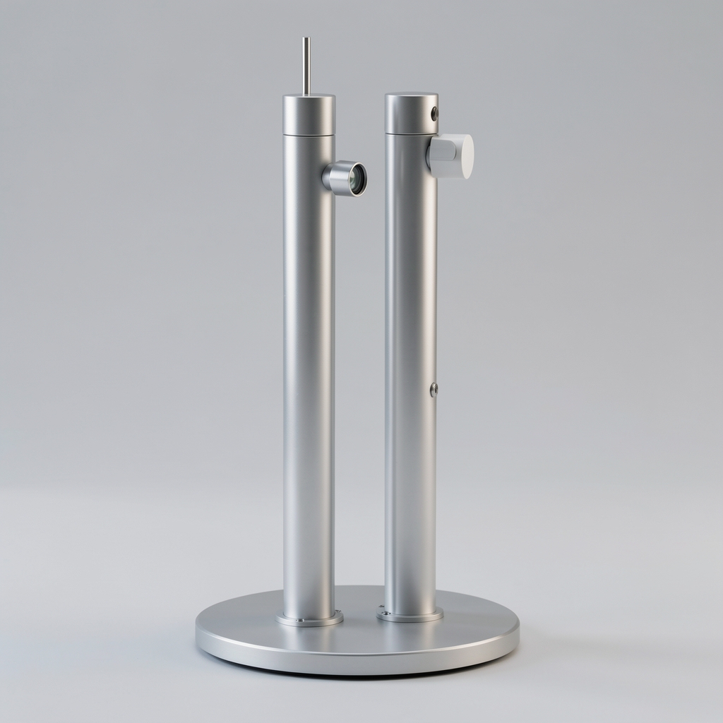 Netatmo Weather Station dve srebrne aluminijumske cevi unutrašnji i spoljni senzor, moderna minimalistička meteorološka stanica